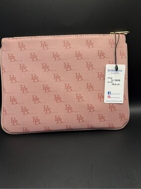 Blush Monogram Zip Cosmetic Pouch